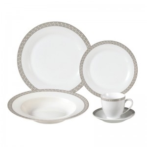 Lorren Home Trends Natalia Porcelain 24 Piece Dinnerware Set, Service for 4 LHT1416